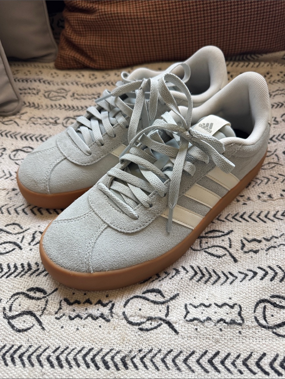 NEW Adidas VL court 3.0 wonder silver blue Gray Suede Sneakers with Gum Sole 9.5
